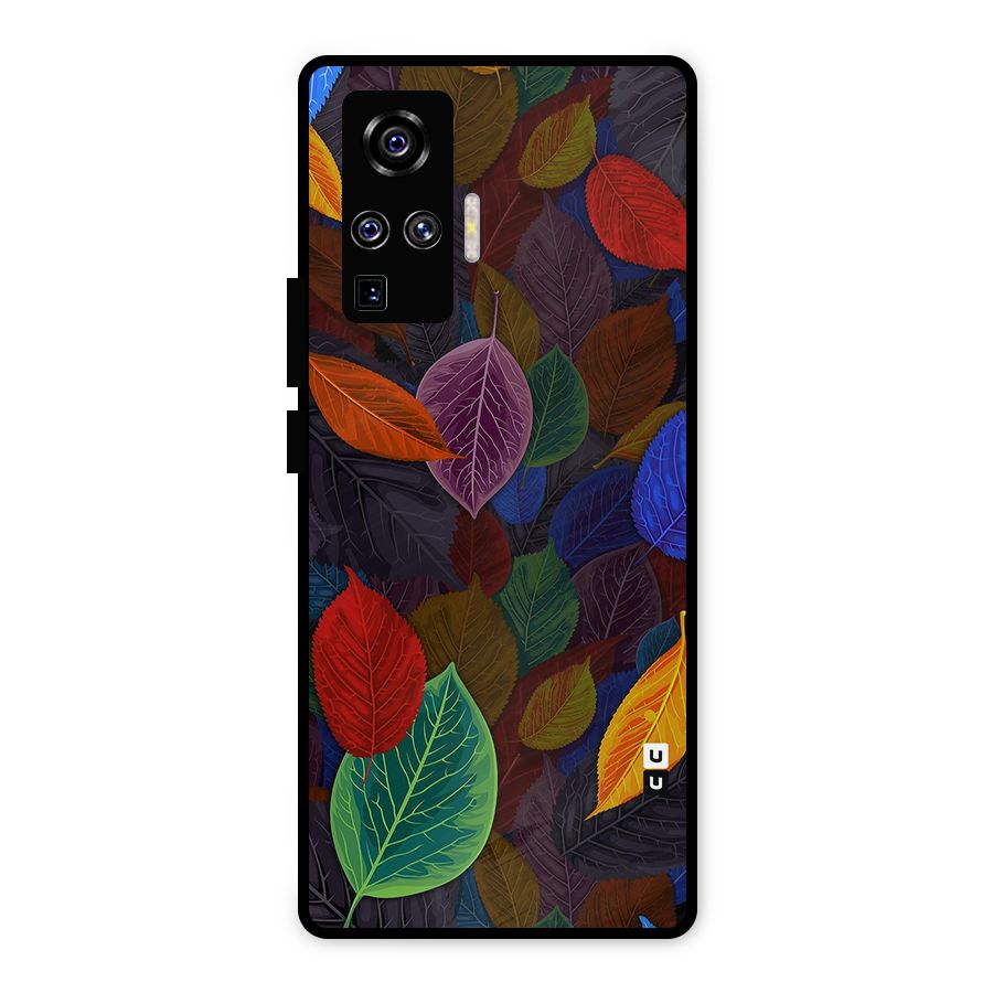 Colorful Leaves Pattern Metal Back Case for Vivo X50 Pro