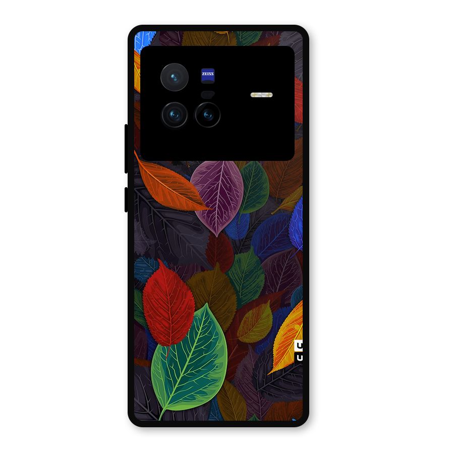 Colorful Leaves Pattern Metal Back Case for Vivo X80