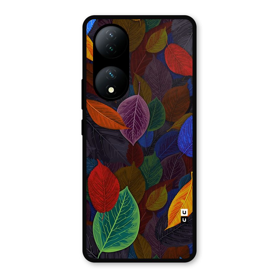 Colorful Leaves Pattern Metal Back Case for Vivo Y100