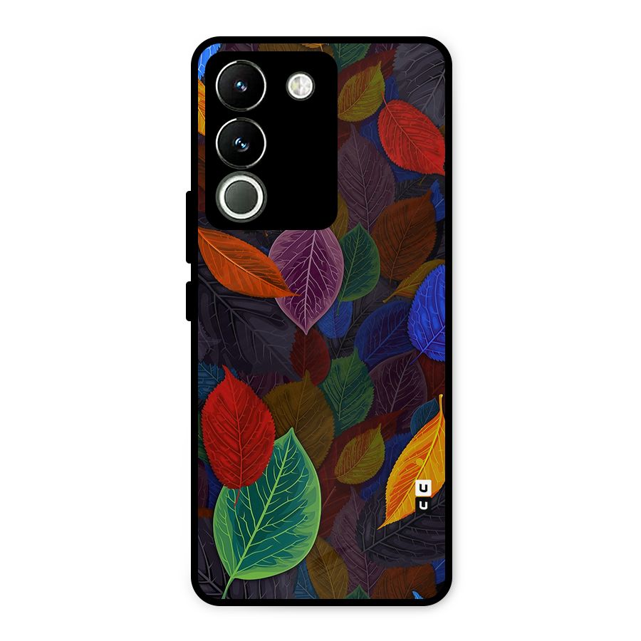Colorful Leaves Pattern Metal Back Case for Vivo Y200