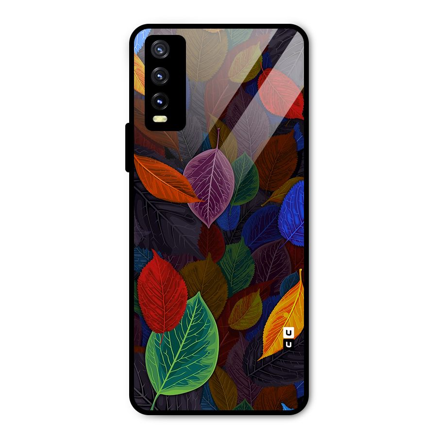 Colorful Leaves Pattern Metal Back Case for Vivo Y20g