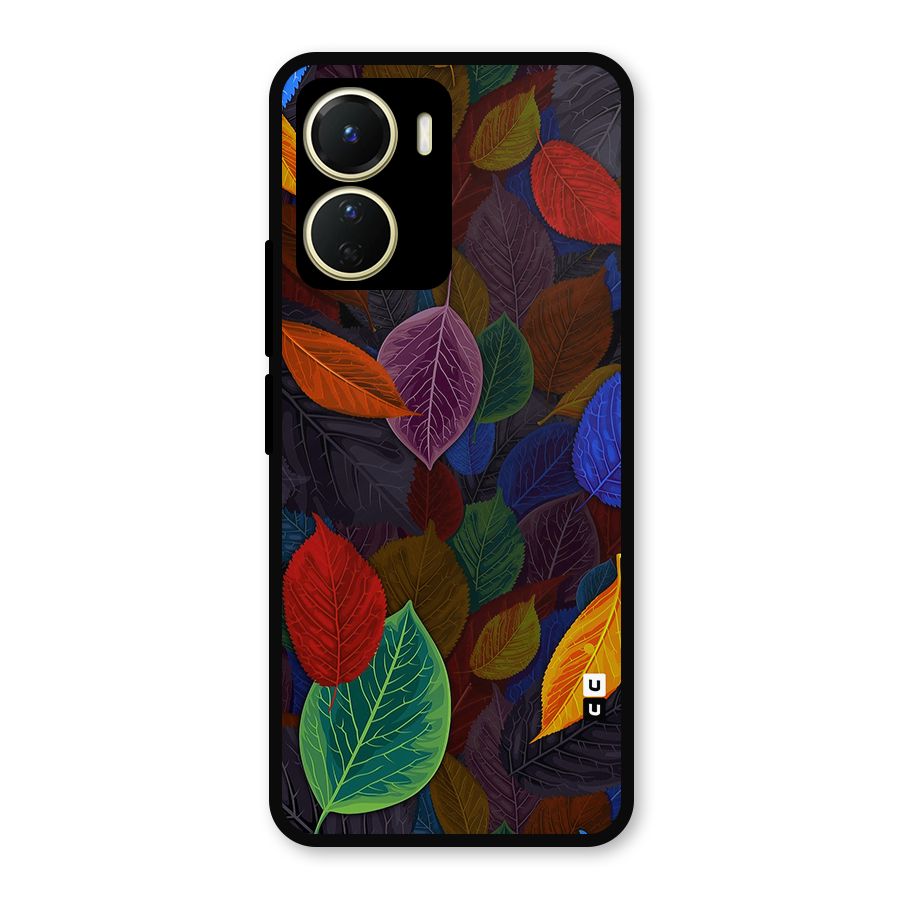 Colorful Leaves Pattern Metal Back Case for Vivo Y56