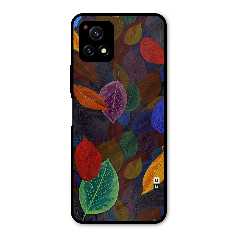 Colorful Leaves Pattern Metal Back Case for Vivo Y72 5G