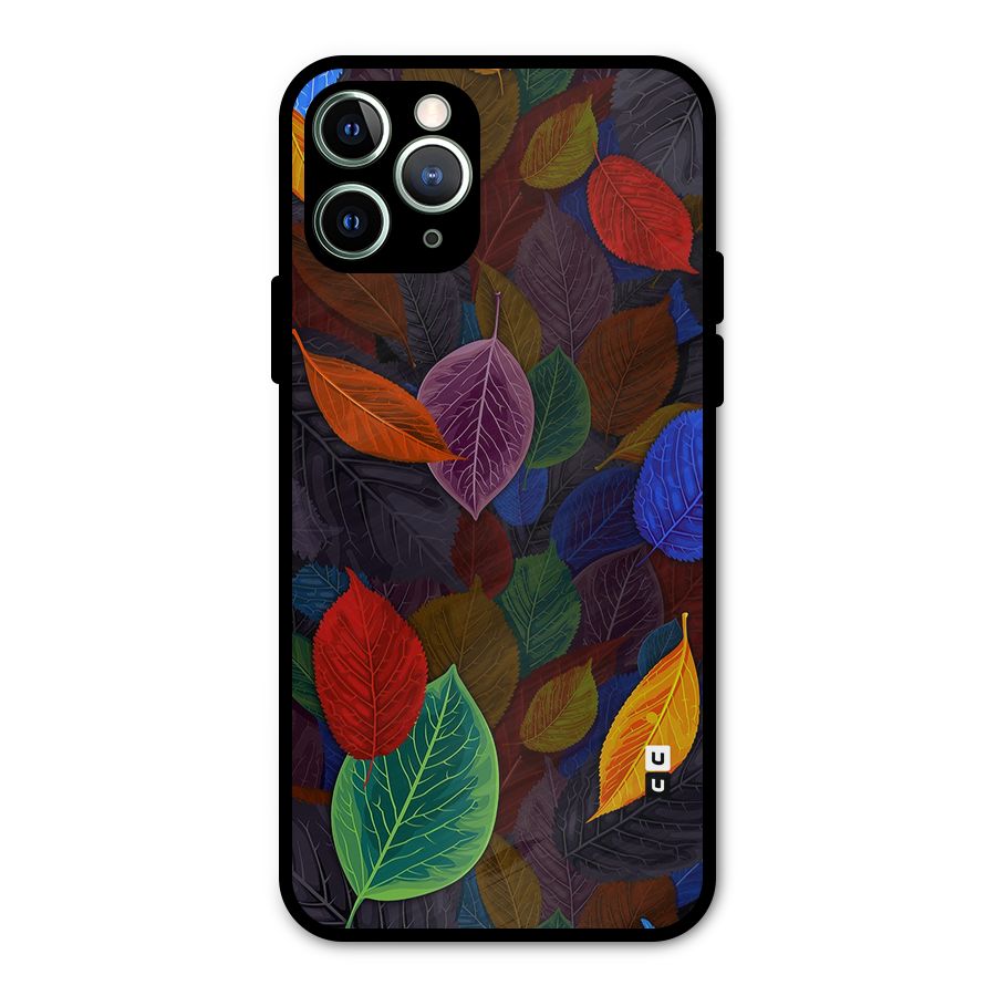 Colorful Leaves Pattern Metal Back Case for iPhone 11 Pro Max