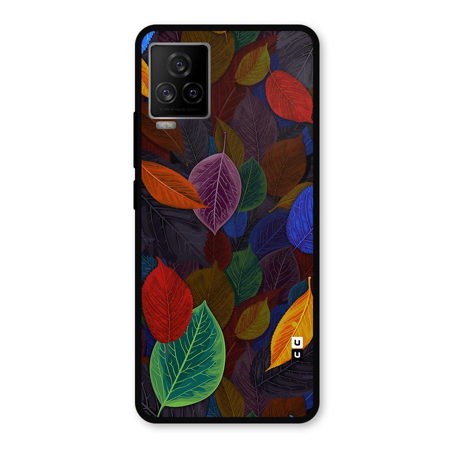 Colorful Leaves Pattern Metal Back Case for iQOO 7 Legend 5G