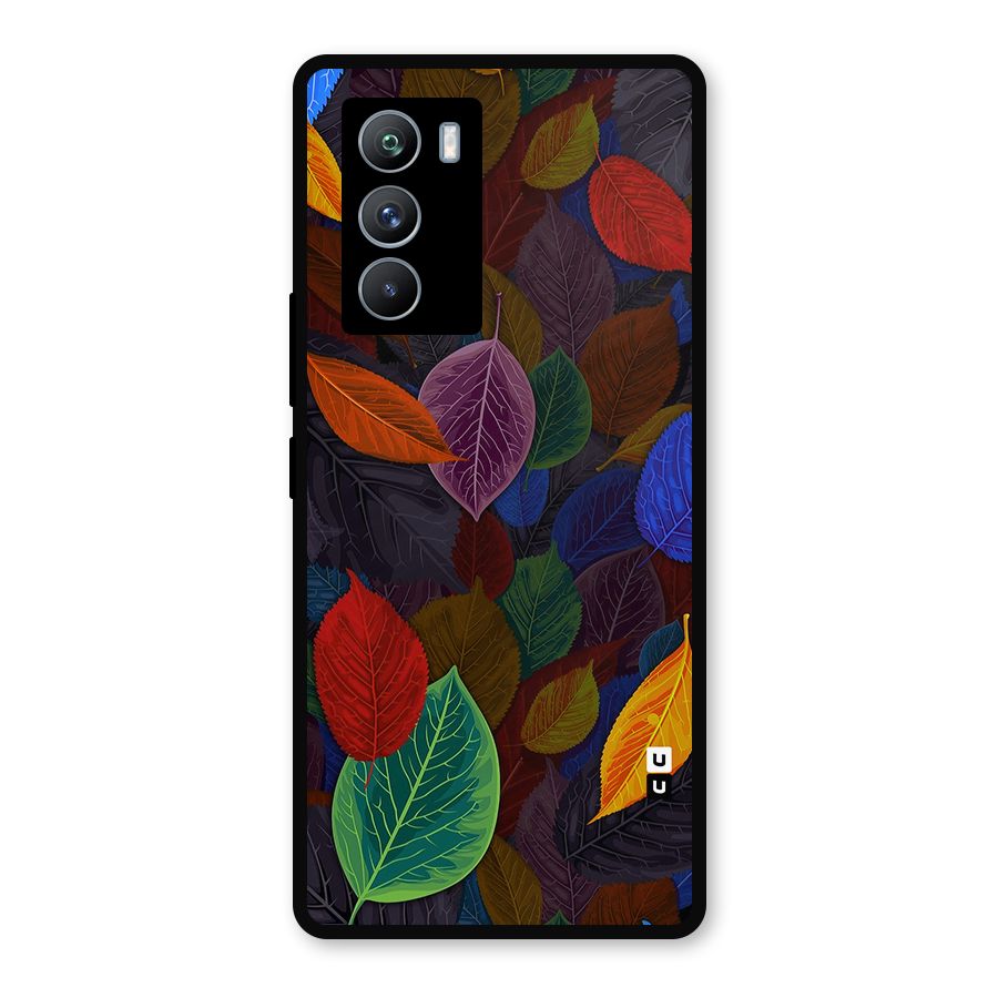 Colorful Leaves Pattern Metal Back Case for iQOO 9 SE