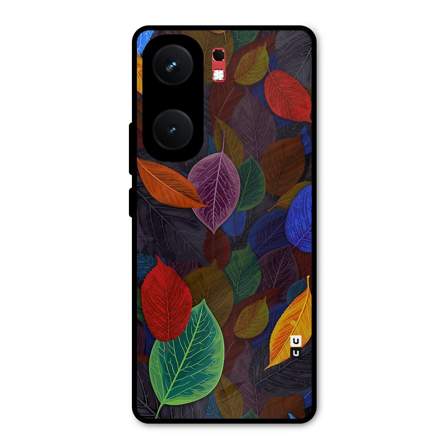 Colorful Leaves Pattern Metal Back Case for iQOO Neo 9 Pro