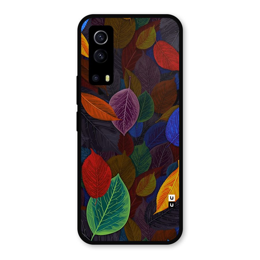Colorful Leaves Pattern Metal Back Case for iQOO Z3