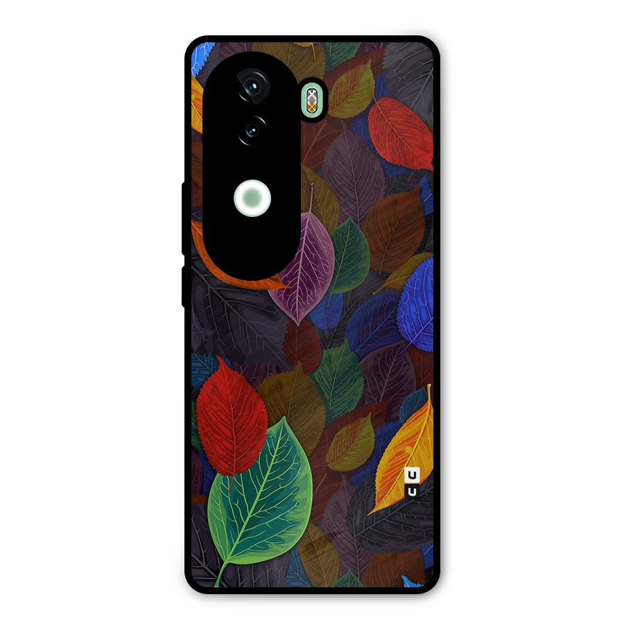 Colorful Leaves Pattern Metal Back Case for iQOO Z9s