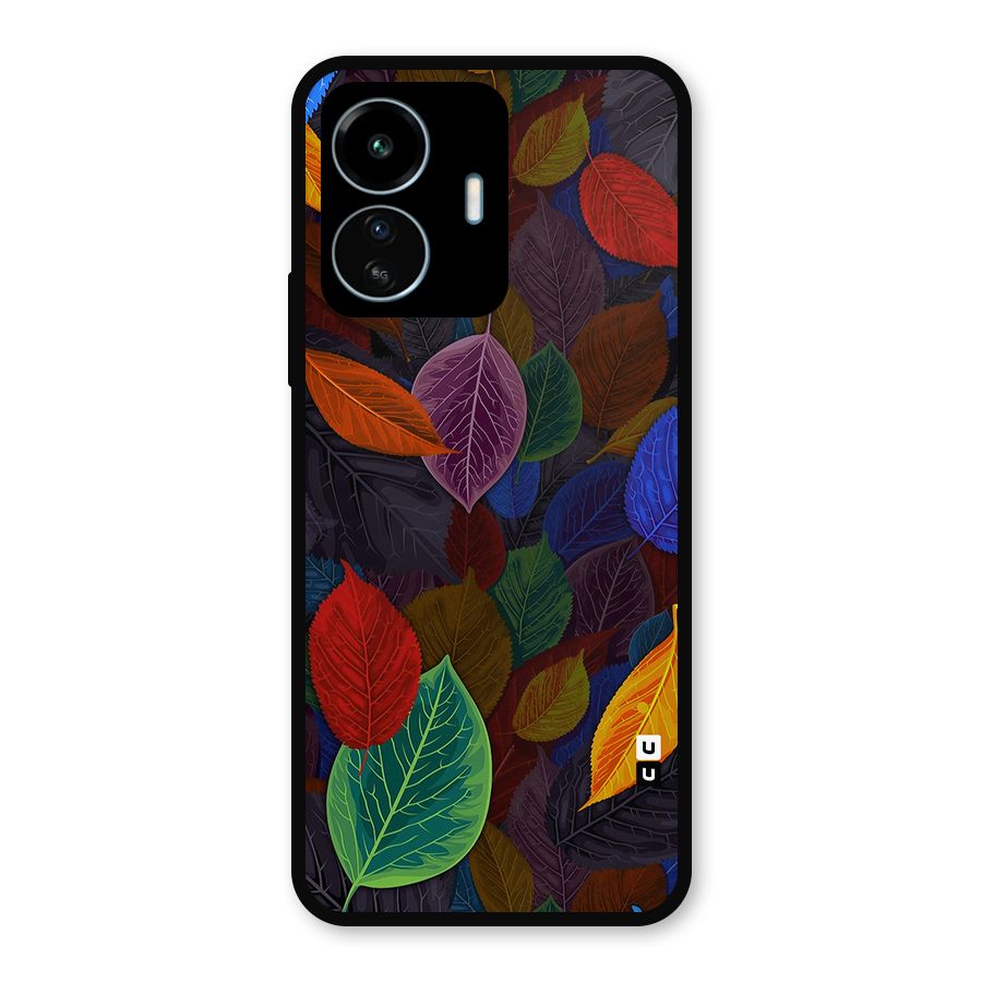 Colorful Leaves Pattern Metal Back Case for vivo iQOO Z6 Lite 5G