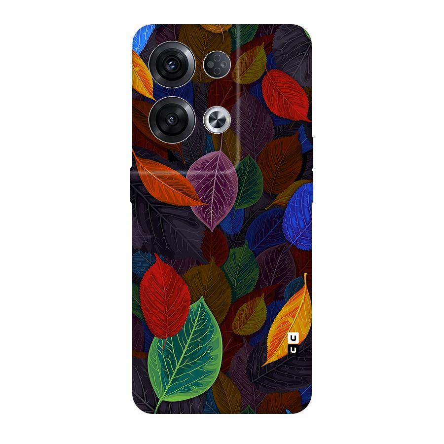 Colorful Leaves Pattern Original Polycarbonate Back Case for Oppo Reno8 Pro 5G