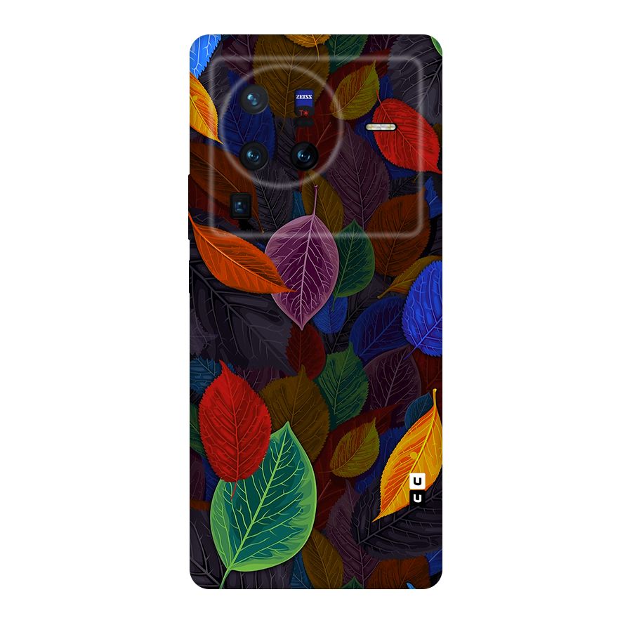 Colorful Leaves Pattern Original Polycarbonate Back Case for Vivo X80