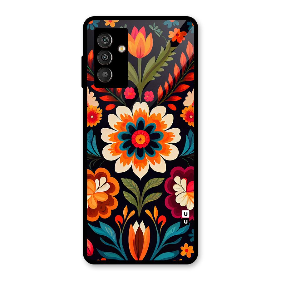 Colorful Mexican Floral Pattern Glass Back Case for Galaxy M13