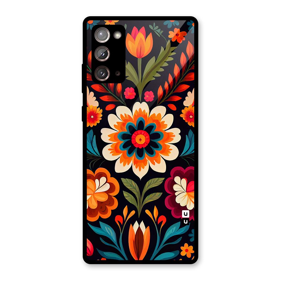 Colorful Mexican Floral Pattern Glass Back Case for Galaxy Note 20