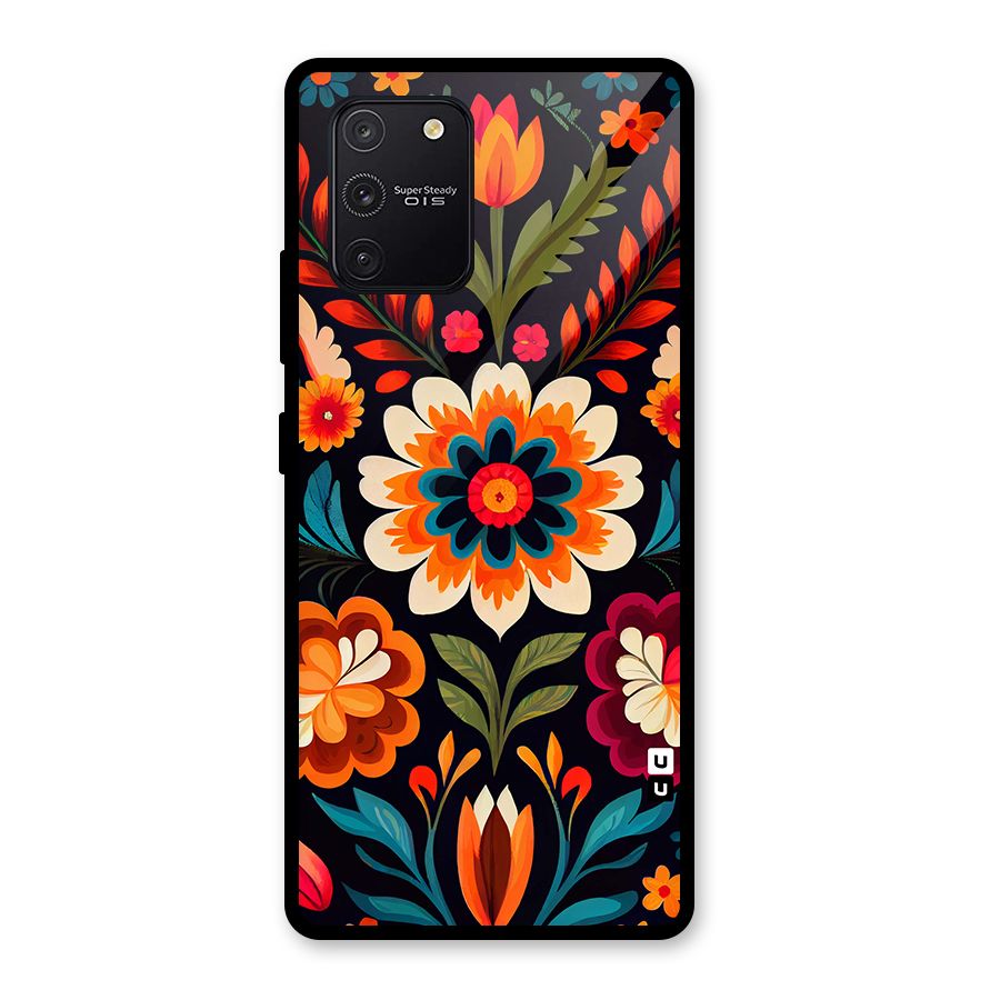 Colorful Mexican Floral Pattern Glass Back Case for Galaxy S10 Lite