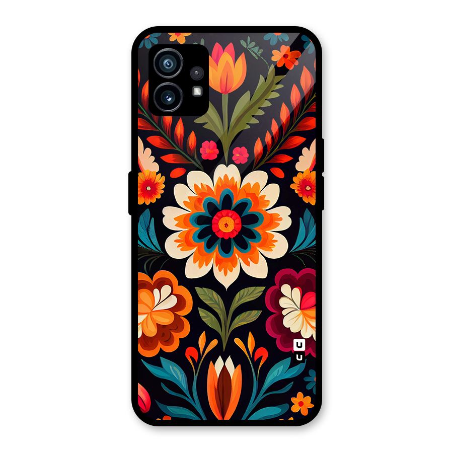 Colorful Mexican Floral Pattern Glass Back Case for Nothing Phone 1