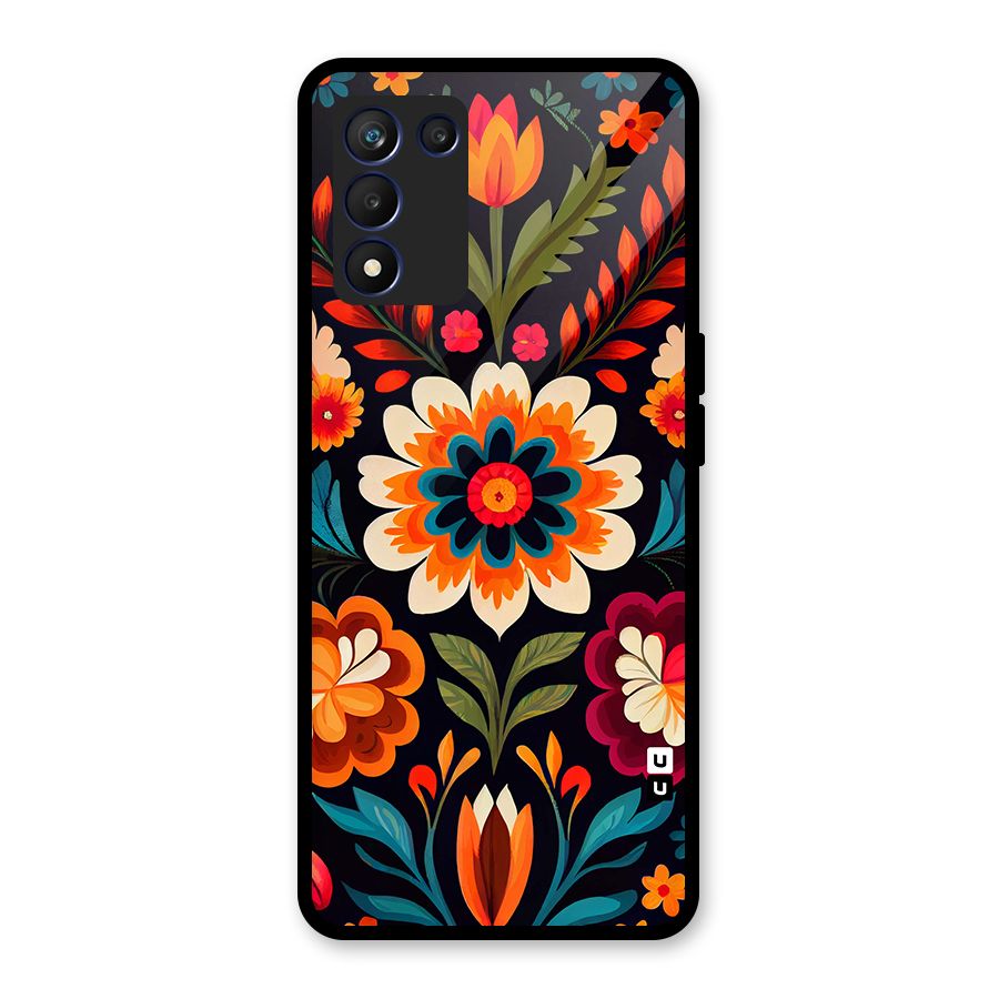 Colorful Mexican Floral Pattern Glass Back Case for Realme 9 5G Speed