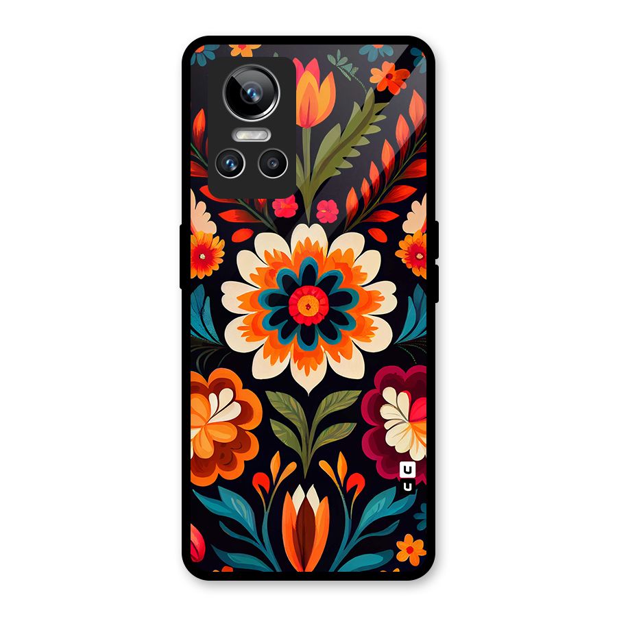 Colorful Mexican Floral Pattern Glass Back Case for Realme GT Neo 3