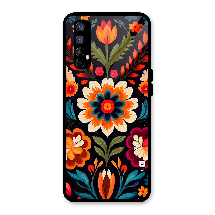Colorful Mexican Floral Pattern Glass Back Case for Realme Narzo 20 Pro