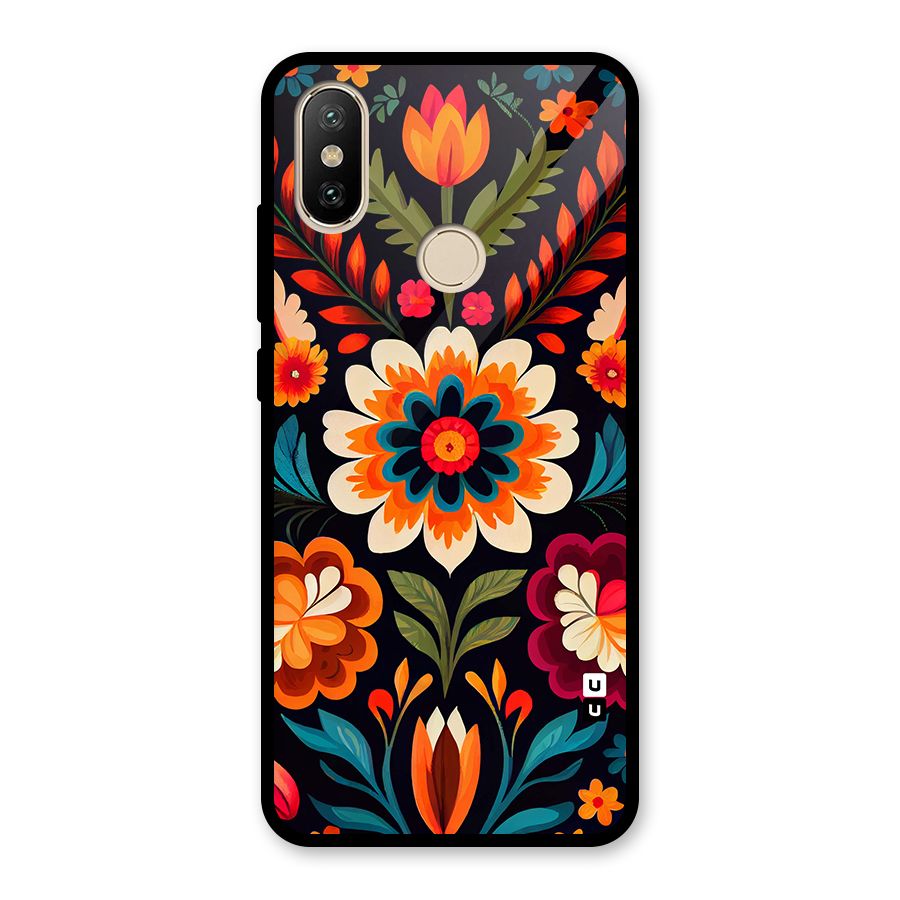 Colorful Mexican Floral Pattern Glass Back Case for Redmi A2