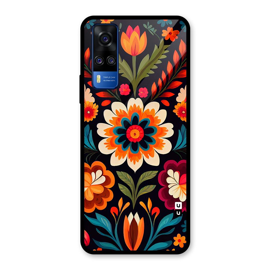 Colorful Mexican Floral Pattern Glass Back Case for Vivo Y31