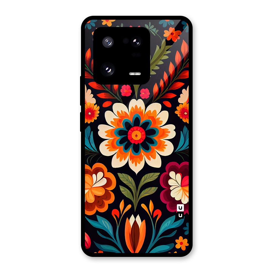 Colorful Mexican Floral Pattern Glass Back Case for Xiaomi 13 Pro