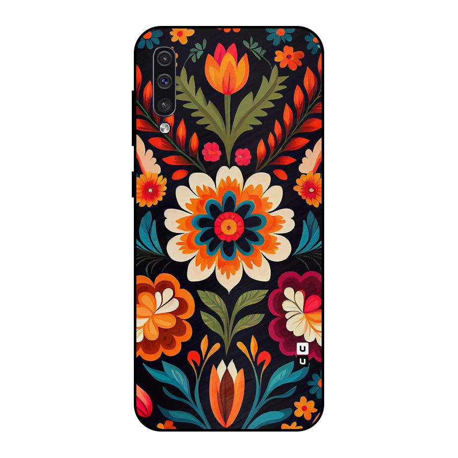 Colorful Mexican Floral Pattern Metal Back Case for Galaxy A30s
