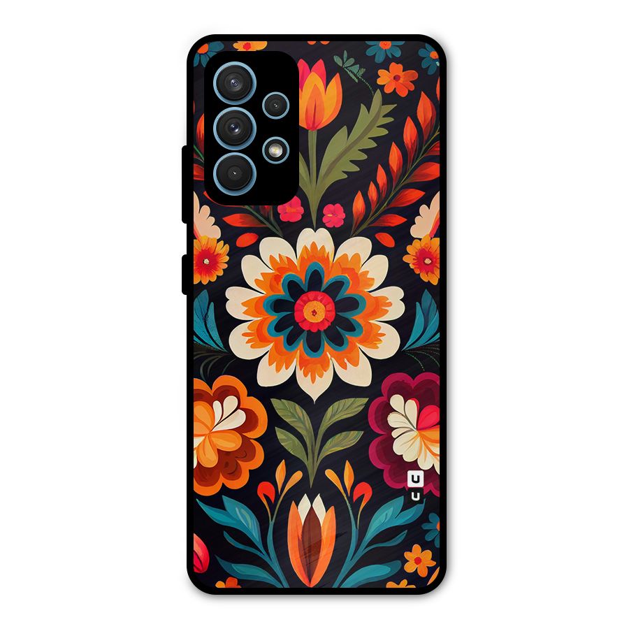 Colorful Mexican Floral Pattern Metal Back Case for Galaxy A32