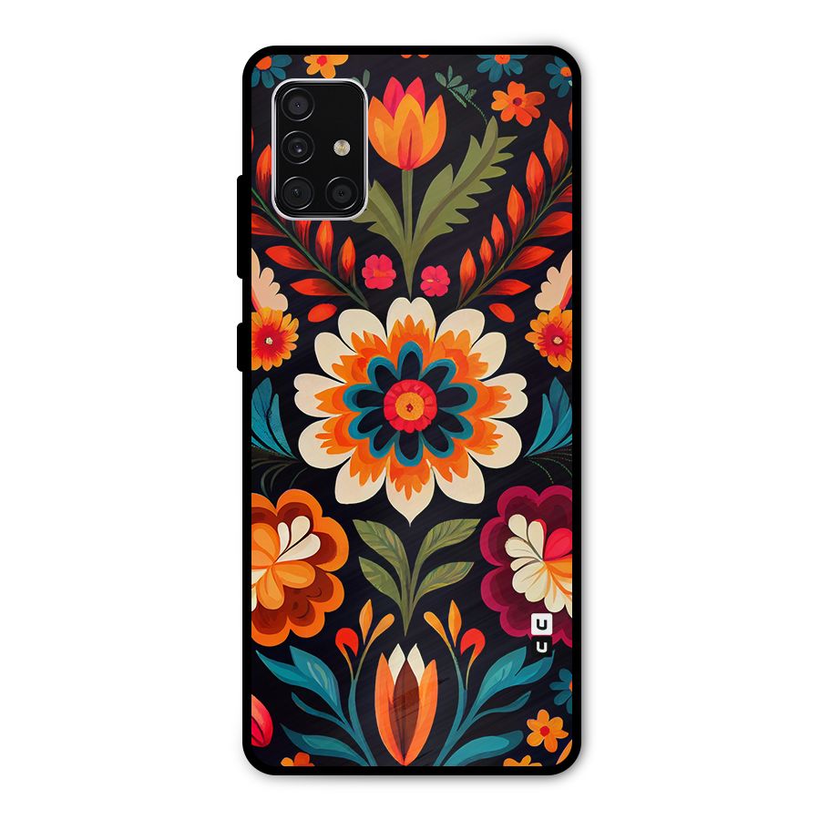 Colorful Mexican Floral Pattern Metal Back Case for Galaxy A51