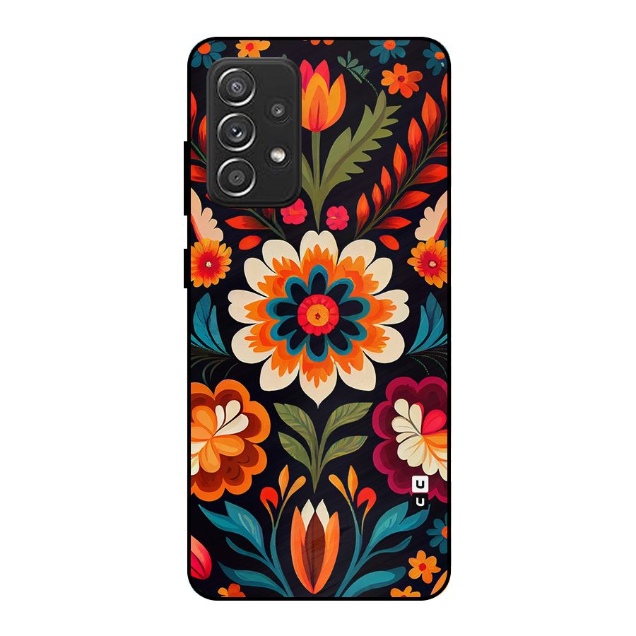 Colorful Mexican Floral Pattern Metal Back Case for Galaxy A52s 5G