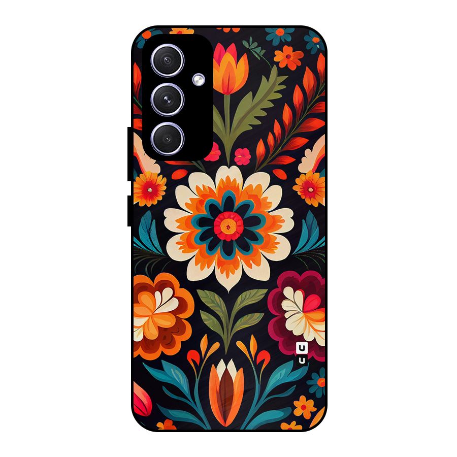 Colorful Mexican Floral Pattern Metal Back Case for Galaxy A54