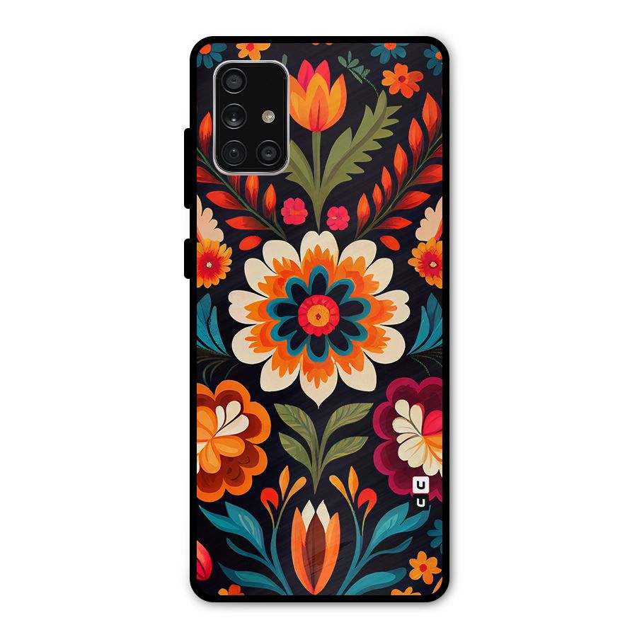Colorful Mexican Floral Pattern Metal Back Case for Galaxy A71