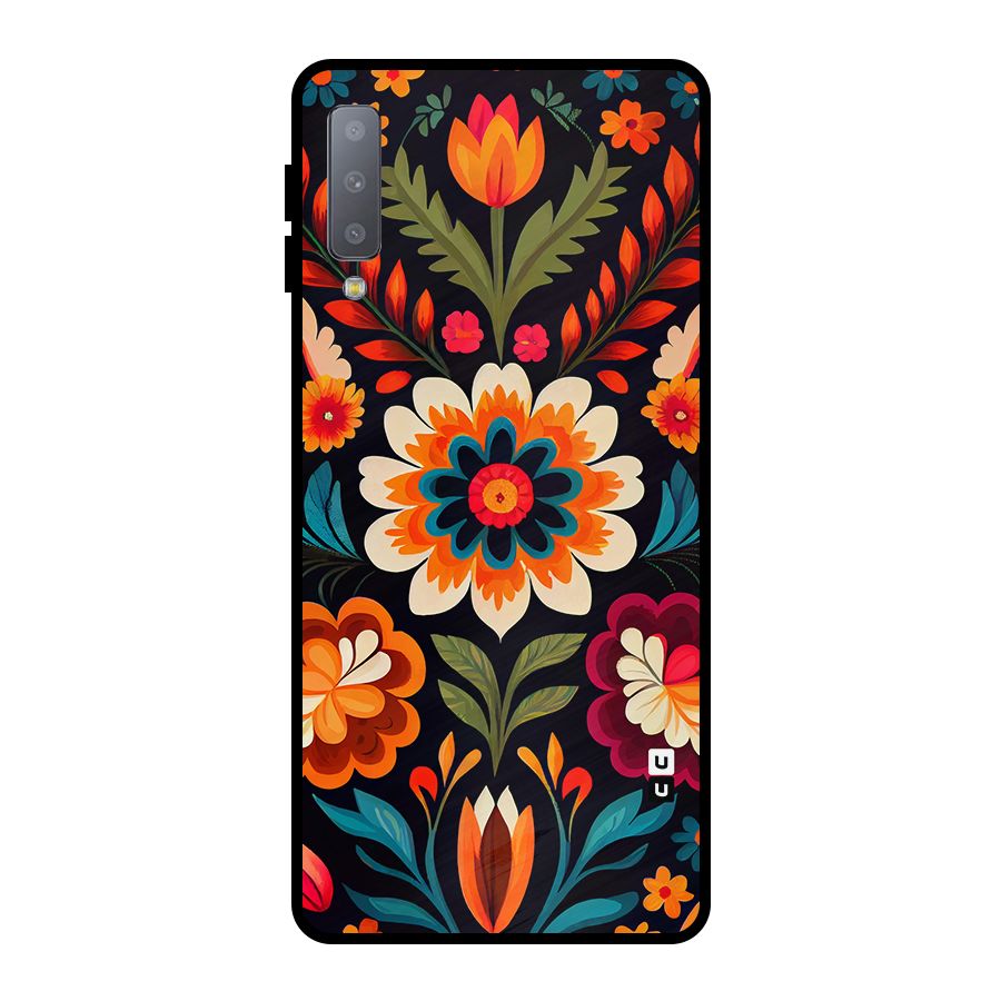 Colorful Mexican Floral Pattern Metal Back Case for Galaxy A7 (2018)