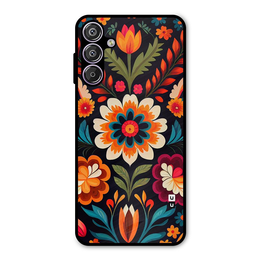 Colorful Mexican Floral Pattern Metal Back Case for Galaxy F15