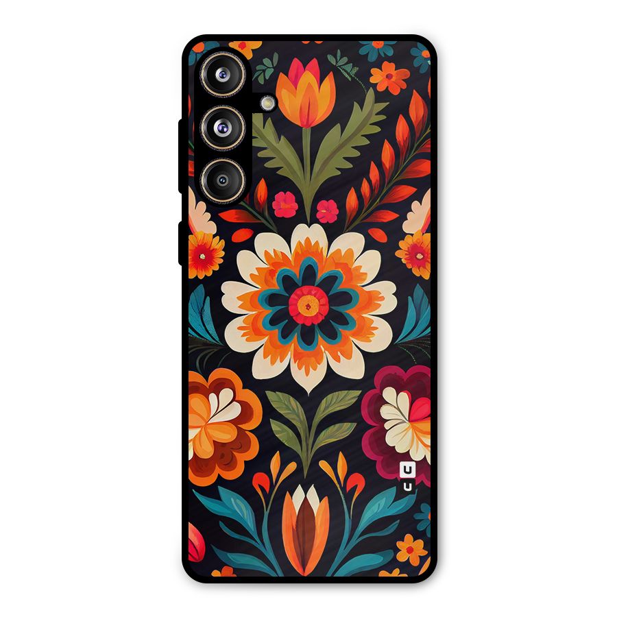Colorful Mexican Floral Pattern Metal Back Case for Galaxy F55