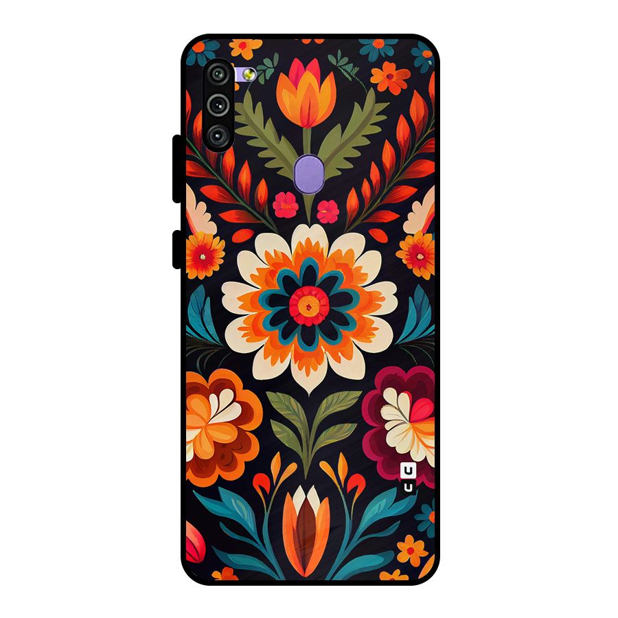 Colorful Mexican Floral Pattern Metal Back Case for Galaxy M11