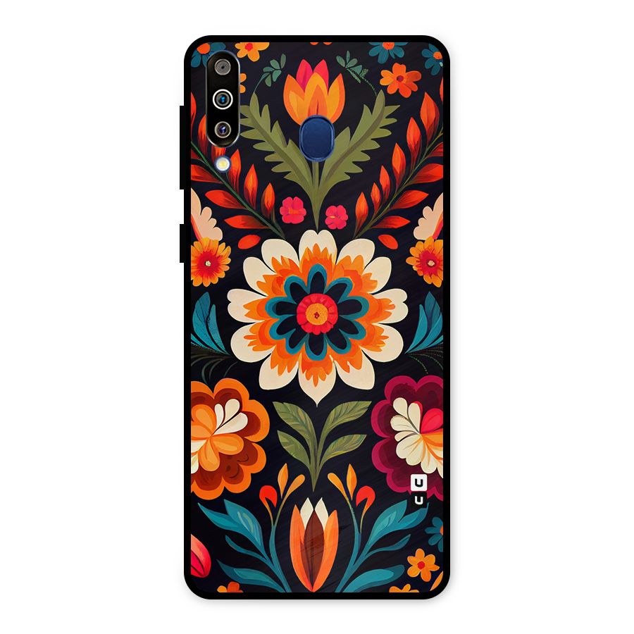 Colorful Mexican Floral Pattern Metal Back Case for Galaxy M30