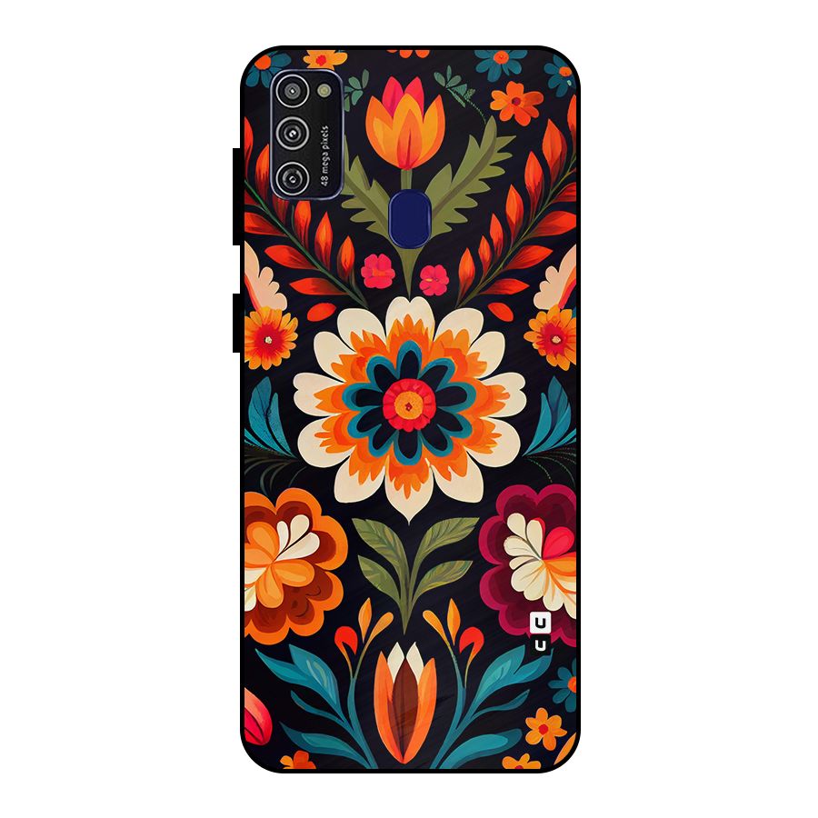 Colorful Mexican Floral Pattern Metal Back Case for Galaxy M30s