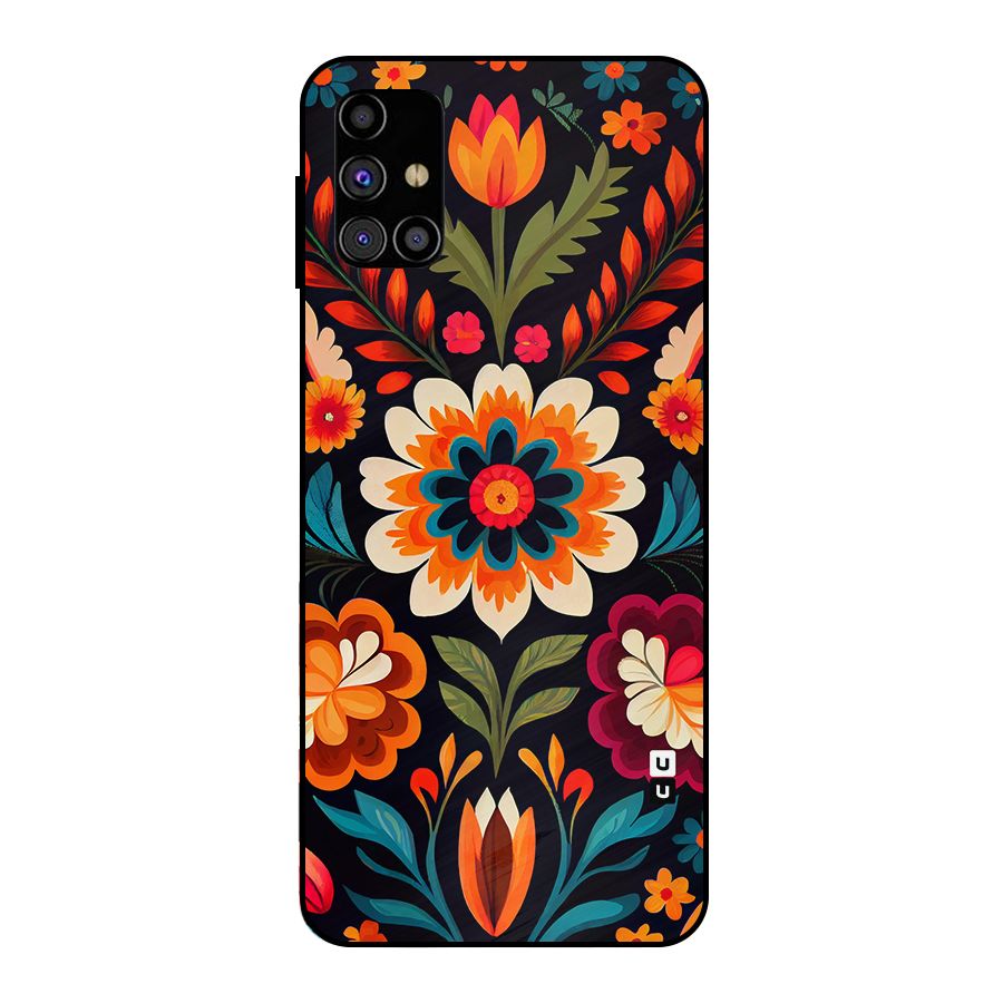 Colorful Mexican Floral Pattern Metal Back Case for Galaxy M31s