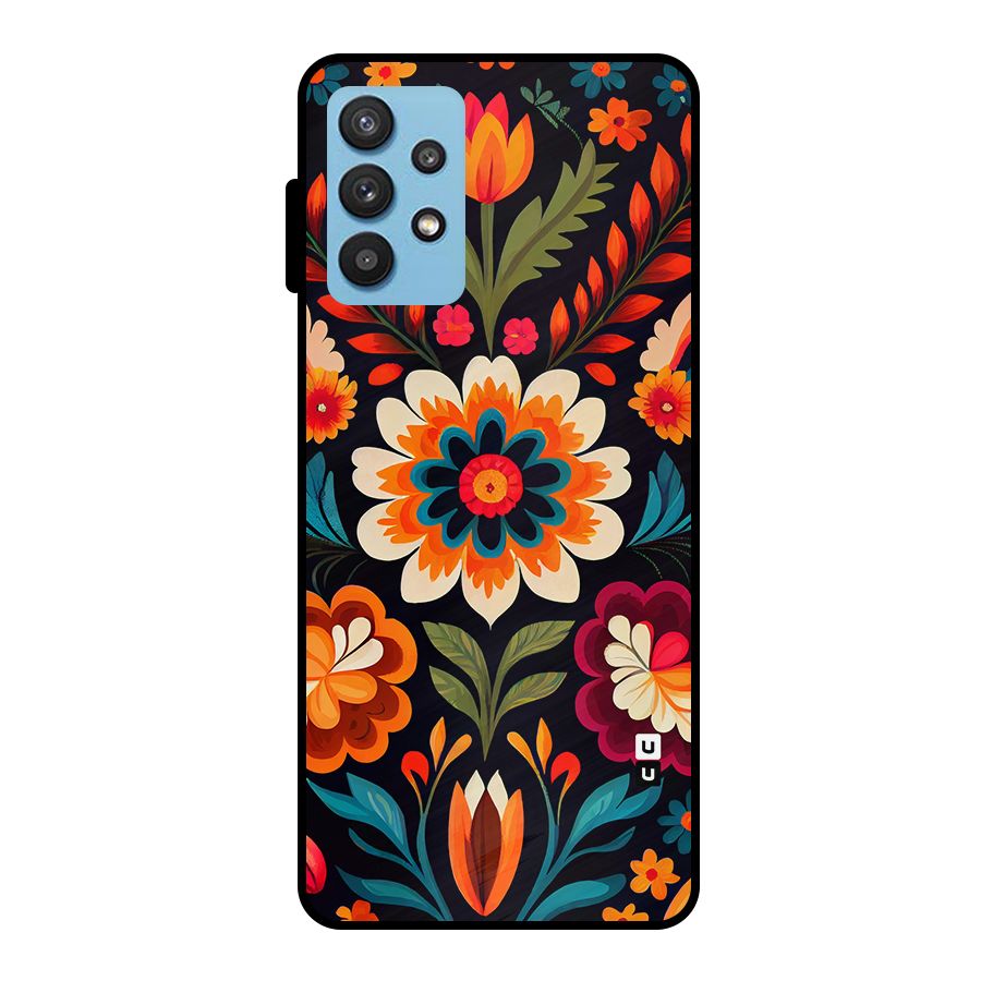 Colorful Mexican Floral Pattern Metal Back Case for Galaxy M32 5G