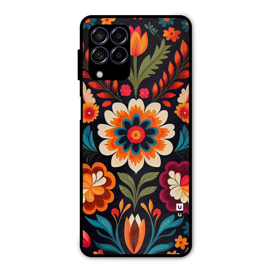 Colorful Mexican Floral Pattern Metal Back Case for Galaxy M53 5G