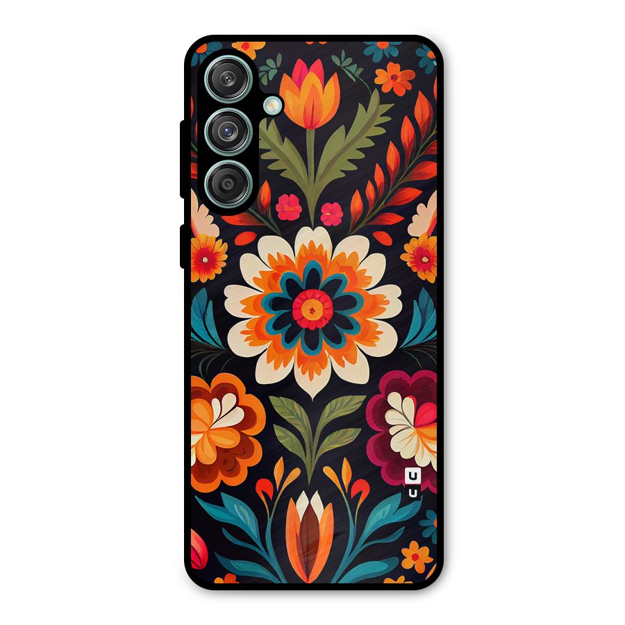 Colorful Mexican Floral Pattern Metal Back Case for Galaxy M55 5G