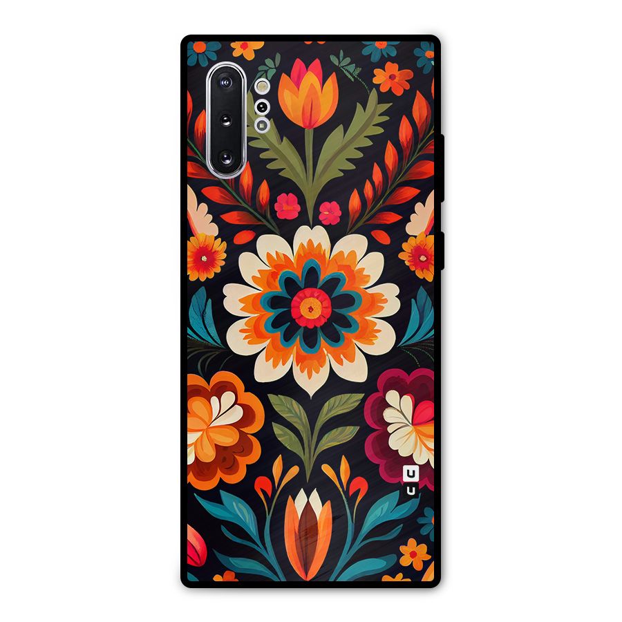 Colorful Mexican Floral Pattern Metal Back Case for Galaxy Note 10 Plus