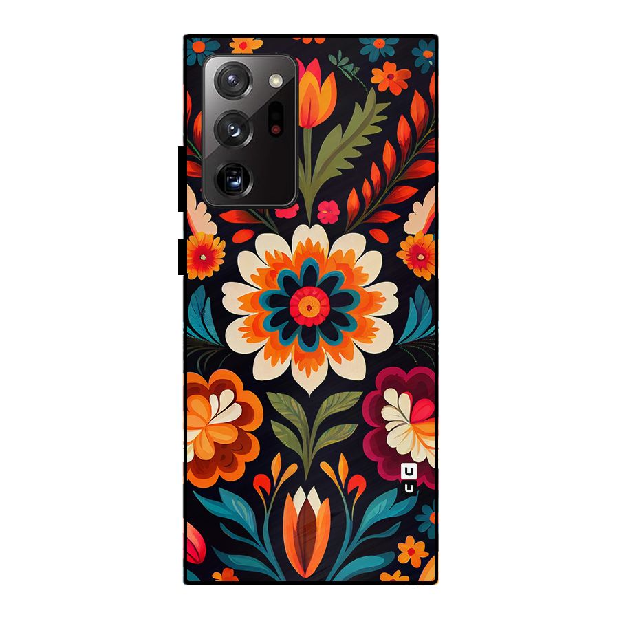 Colorful Mexican Floral Pattern Metal Back Case for Galaxy Note 20 Ultra 5G