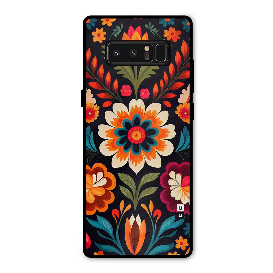 Colorful Mexican Floral Pattern Metal Back Case for Galaxy Note 8
