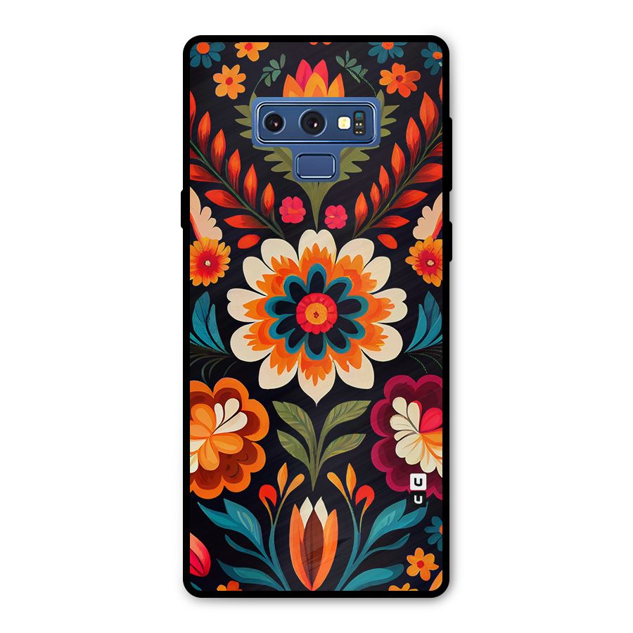 Colorful Mexican Floral Pattern Metal Back Case for Galaxy Note 9