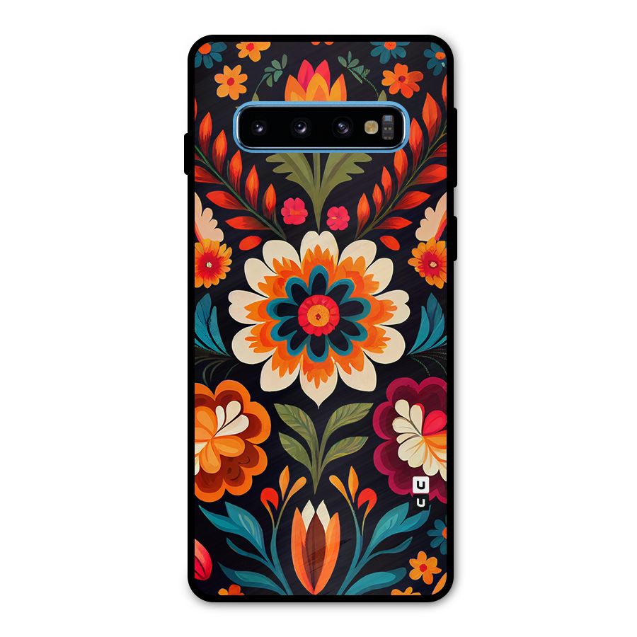 Colorful Mexican Floral Pattern Metal Back Case for Galaxy S10