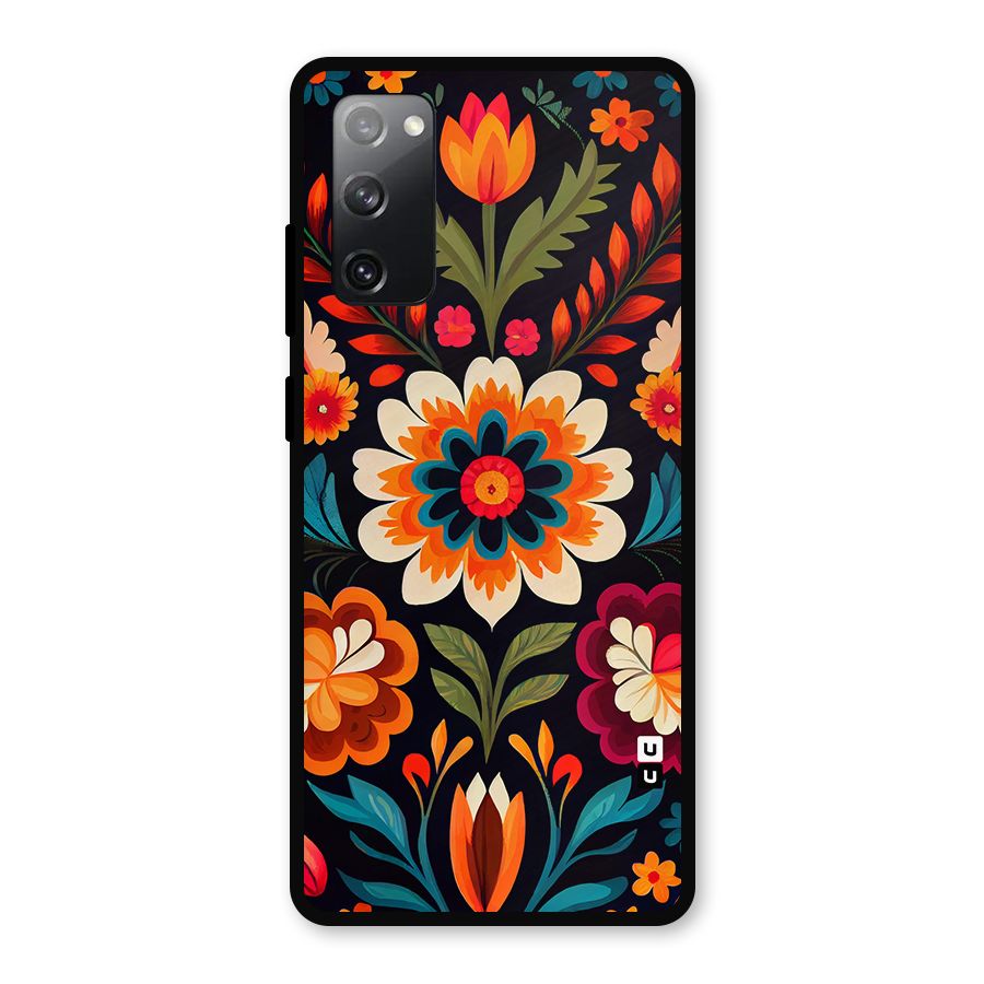 Colorful Mexican Floral Pattern Metal Back Case for Galaxy S20 FE 5G