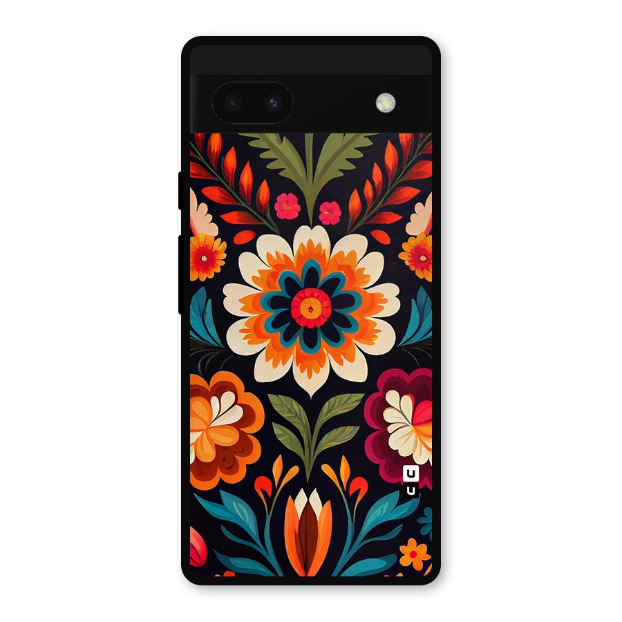Colorful Mexican Floral Pattern Metal Back Case for Google Pixel 6a