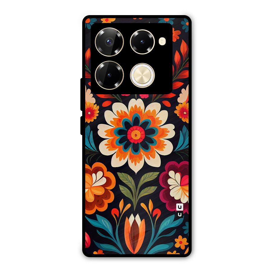 Colorful Mexican Floral Pattern Metal Back Case for Infinix Note 40 Pro Plus